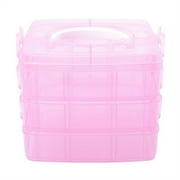 1Pack Pink Three-Layer Portable Detachable Storage Box,18-Grid Small Bead Organizers,Stackable Storage Containers,Plastic Crafts Organizer Case,for Toy Nail Jewelry Hair Accessories